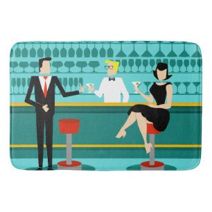 Retro Cocktail Lounge Badematte
