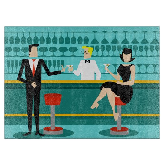 Retro Cocktail Lounge Cutting Board Schneidebrett (Vorderseite)