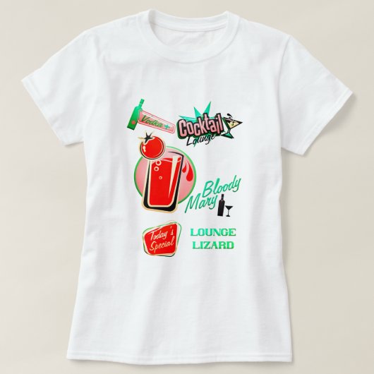 Retro Cocktail Lounge Eidechse blutigen Mami Bar T-Shirt (Design vorne)