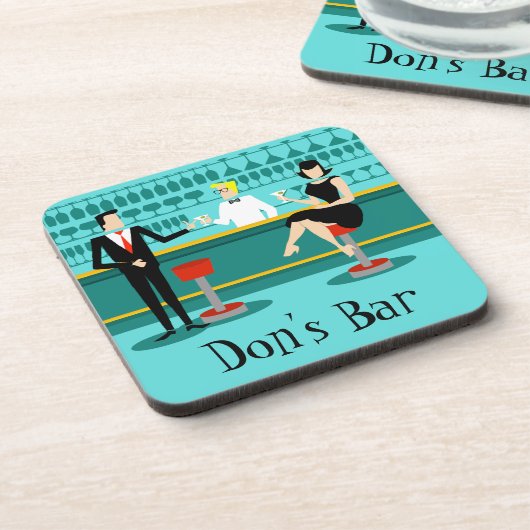 Retro Cocktail Lounge Hard Plastic Untersetzer (Linke Seite)