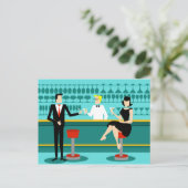 Retro Cocktail Lounge Postkarte (Stehend Vorderseite)
