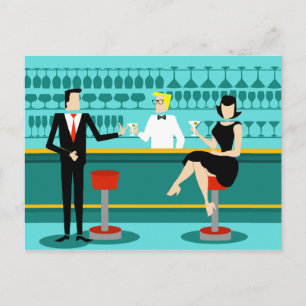 Retro-Cocktail-Lounge-Postkarte Postkarte