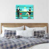 Retro Cocktail Lounge Stretched Canvas Print Leinwanddruck (Insitu (Schlafzimmer))