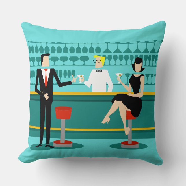 Retro Cocktail Lounge Throw Pillow Kissen (Vorderseite)