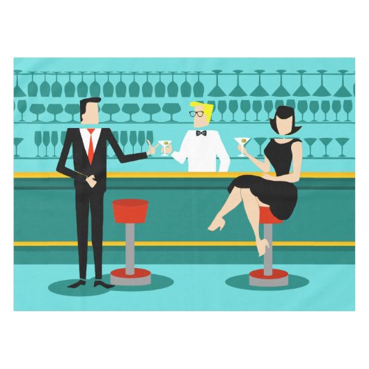 Retro Cocktail Lounge Tischdecke (Vorderseite (Horizontal))