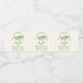 Retro Cocktail Modern Bachelorette Green Wasserflaschenetikett (Einzelnes Label)
