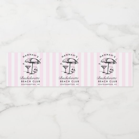 Retro Cocktail Moderner Bacheloretto Schwarz Wasserflaschenetikett (Einzelnes Label)