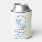 Retro Cocktail Modernes Bachelorette Blau Dosenkühler (Kanne Vorderseite)