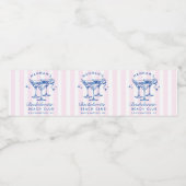 Retro Cocktail Modernes Bachelorette Blau Wasserflaschenetikett (Einzelnes Label)