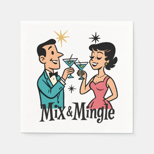 Retro Cocktail Napkins aus den 50er Jahren - MCM C Serviette (Vorderseite)