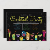 RETRO COCKTAIL PARTY BUBBLES Party Einladung (Vorne/Hinten)