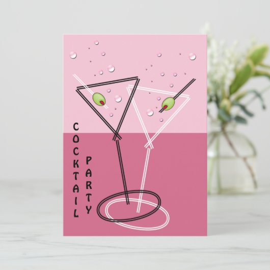 Retro-Cocktail-Party Einladung (Stehend Vorderseite)