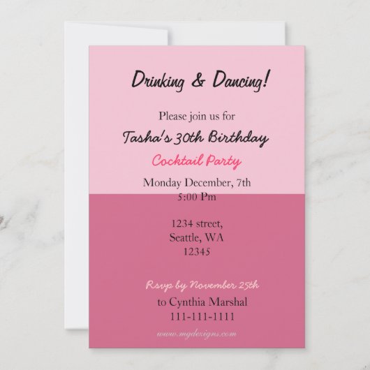 Retro-Cocktail-Party Einladung (Rückseite)