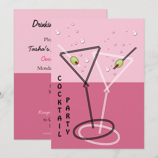 Retro-Cocktail-Party Einladung (Vorne/Hinten)