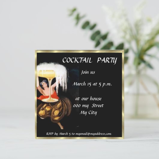 Retro Cocktail Party Einladung (Stehend Vorderseite)