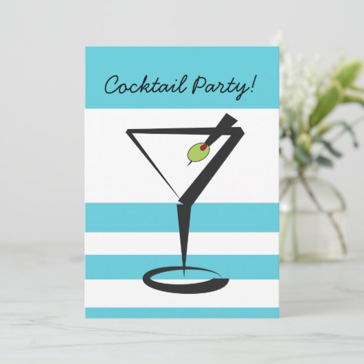 Retro-Cocktail-Party Einladung (Stehend Vorderseite)