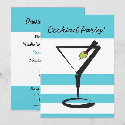 Retro-Cocktail-Party Einladung (Vorne/Hinten)