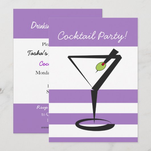 Retro-Cocktail-Party Einladung (Vorne/Hinten)