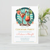 Retro Cocktail Party Einladung (Stehend Vorderseite)