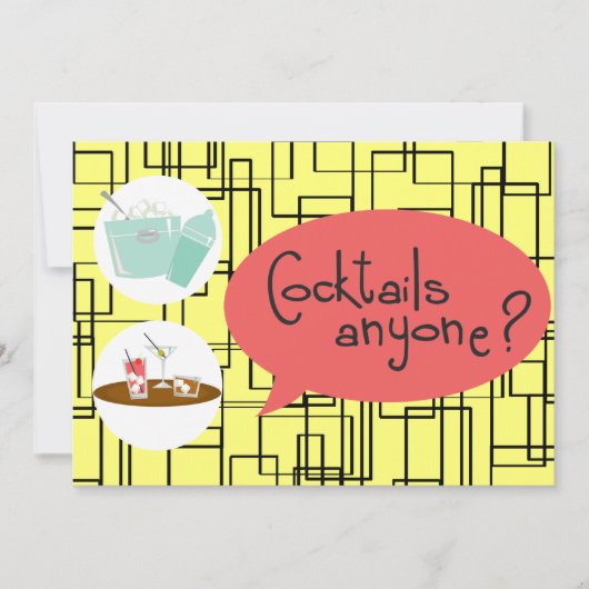 Retro-Cocktail-Party Einladungen (Vorderseite)