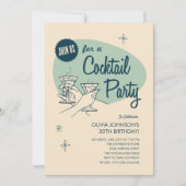 Retro Cocktail-Party Einladungen (Vorderseite)