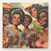 Retro Cocktail Party Girls Glasuntersetzer (Vorderseite)