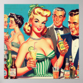 Retro Cocktail Party Illustration Poster (Vorne)