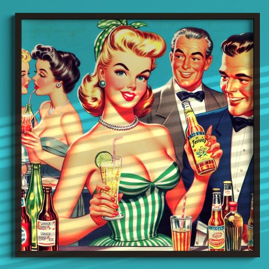 Retro Cocktail Party Illustration Poster