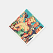 Retro Cocktail Party Illustration Serviette (Ecke)
