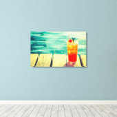 Retro-Cocktail-Sonnenuntergang Bar Leinwanddruck (Insitu (Holzboden))