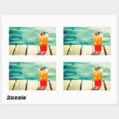 Retro-Cocktail-Sonnenuntergang Bar Rechteckiger Aufkleber (Blatt)