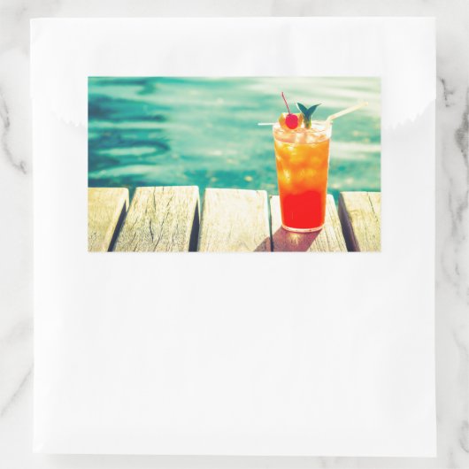 Retro-Cocktail-Sonnenuntergang Bar Rechteckiger Aufkleber (Tasche)