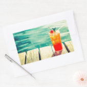 Retro-Cocktail-Sonnenuntergang Bar Rechteckiger Aufkleber (Umschlag)