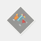 Retro Cocktail Trio Serviette (Ecke)