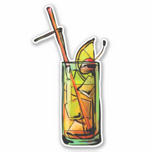 Retro Cocktail Vibes Sticker (Vorderseite)