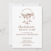 Retro Cocktail Vintag Brown Bachelorette Wochenend Einladung (Vorderseite)