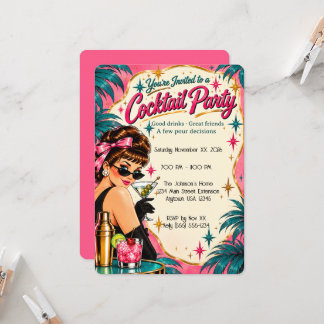 Retro- Cocktailparty im Stil der 1950er Jahre Vint Einladung