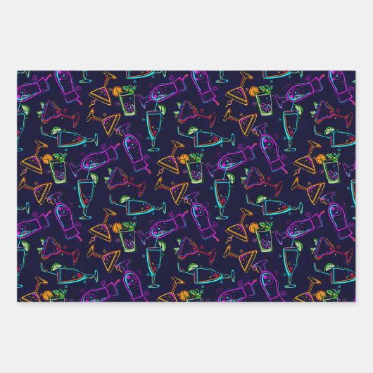 Retro Cocktails Collage Geschenkpapier Set (Vorderseite)