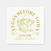 Retro Cocktails Gelber Junggeselinnen-Abschied Serviette (Vorderseite)