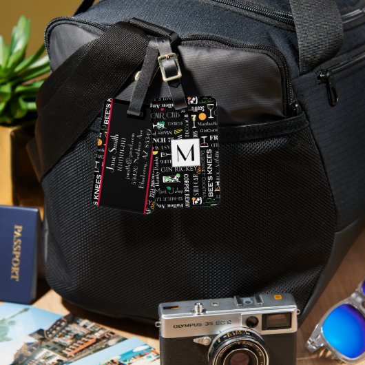 Retro Cocktails Gepäckanhänger (Vorderseite & Rückseite)