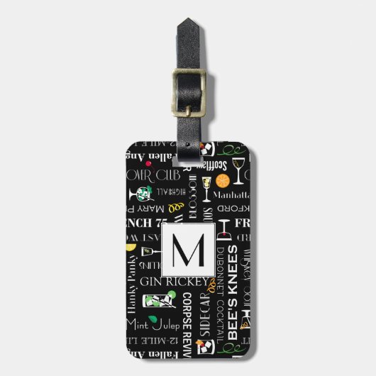 Retro Cocktails Gepäckanhänger (Vorderseite vertikal)