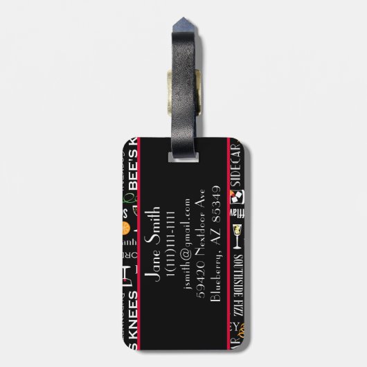 Retro Cocktails Gepäckanhänger (Rückseite vertikal)