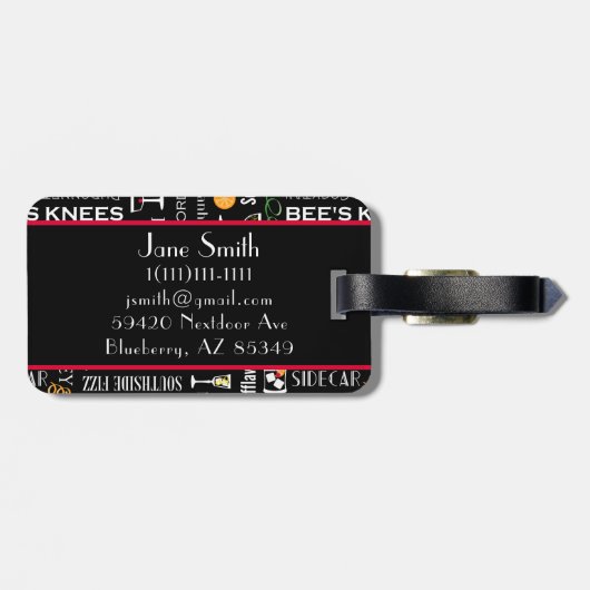 Retro Cocktails Gepäckanhänger (Rückseite horizontal)