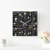 Retro Cocktails Quadratische Wanduhr (Zuhause)