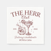 Retro Cocktails Roter Junggeselinnen-Abschied Serviette (Vorderseite)