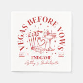 Retro Cocktails Roter Junggeselinnen-Abschied Serviette (Vorderseite)