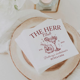 Retro Cocktails Roter Junggeselinnen-Abschied Serviette