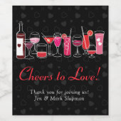 Retro Cocktails Valentinstag Party Weinetikett (Einzelnes Label)