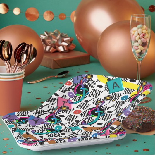 Retro-Cocktailserviette Pappteller (Multi)