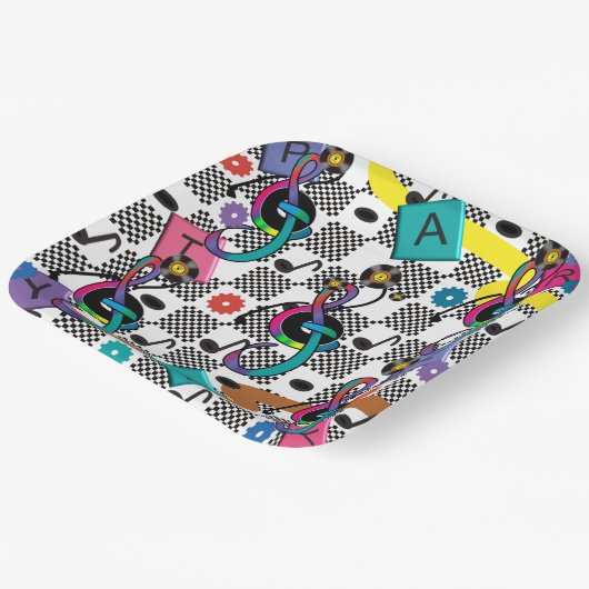 Retro-Cocktailserviette Pappteller (Gewinkelt)